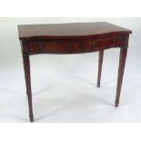 GEORGIAN STYLE LINE INLAID MAHOGANY SIDE TABLE, WITH SERPENTINE FRONT WITH TWO FRIEZE DRAWERS ON