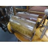 TWO PORTABLE SEWING MACHINES, IN WOODEN DOME TOP CASES