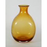 EARLY WHITEFRIARS AMBER GLASS LARGE VASE, of flattened baluster form with waisted neck, 13 1/2" (