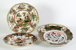 PAIR OF NINETEENTH CENTURY 'NAPIER IMPERIAL STONE' WARE POTTERY PLATES, printed and washed in the