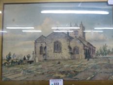 AN EARLY TWENTIETH CENTURY OIL PAINTING 'HALL 'I TH' WOOD' (BOLTON) SIGNED S. FRANCE AND A MEZZOTINT