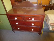 A VICTORIAN PAINTED PINE CHEST OF TWO SHORT AND TWO LONG DRAWERS WITH POT HANDLES