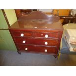 A VICTORIAN PAINTED PINE CHEST OF TWO SHORT AND TWO LONG DRAWERS WITH POT HANDLES