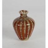 BLACK RYDEN POTTERY SMALL VASE of high shouldered form with short waisted neck, decorated in