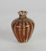 BLACK RYDEN POTTERY SMALL VASE of high shouldered form with short waisted neck, decorated in
