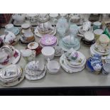 QUEEN ANNE 'GLADE' PATTERN TEA SET FOR FOUR PERSONS, WITH TEAPOT, CREAM JUG AND AND SUGAR BOWL, A