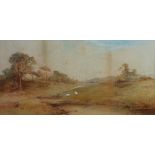 UNATTRIBUTED (late Ninetenth/Early Twentieth Century) WATERCOLOUR DRAWING River landscape with two