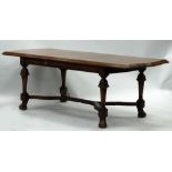 GOOD QUALITY CAROLEAN STYLE FIGURED WALNUTWOOD TEN PIECE DINING ROOM SUITE, comprising: pull-out