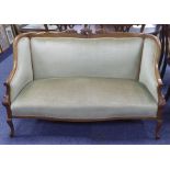FRENCH STYLE ROCOCO CARVED MAHOGANY SHEW WOOD FRAMED DEEP WINGED SETTEE