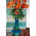 LYNEL M. DURK (Twentieth Century) PASTEL DRAWING Vase of Chrysanthemums Indistinctly signed 29" x