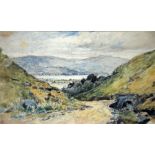 J.F. (LATE NINETEENTH CENTURY) BLACK CHALK AND WATERCOLOUR Plein air sketch inscribed verso '