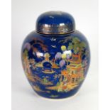 A 1930'S WILTSHAW & ROBINSON CARLTON ware ovoid ginger jar with domed cover, Chinoiserie decorated