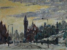 C.D. TAYLOR (Twentieth Century) OIL PAINTING ON ARTIST BOARD Northern street scene with figures