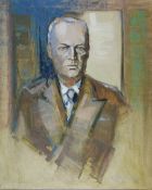 ERIC ZILINSKIS (20th CENTURY) OIL PAINTING ON CANVAS 1/4 length portrait of a man wearing jacket and