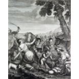 AFTER FRANCESCO PETRUCCI 18th CENTURY ENGRAVING Cattle scene 18" x 14" (46 x 35.5cm)