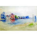 CLAUDE H ROWBOTHAM (exh. 1900 - 1912) WATERCOLOUR DRAWING 'Kingston - on - Thames' Signed, inscribed