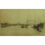 FREDERICK ARTHUR FARRELL (1882-1935) ETCHING Tower Bridge, London Monogrammed in the plate, Signed