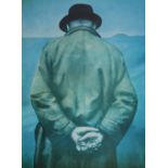 HAROLD RILEY (b.1934) ARTIST SIGNED LIMITED EDITION COLOUR PRINT 'Lowry walking on Swinton Moss' (