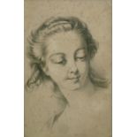 JULLION, (19th CENTURY) SOFT GROUND ETCHING Head of a young woman Signed 8¼" x 5½" (20.9 x 13.9 cm)