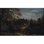 UNATTRIBUTED (Victorian School) PAIR OF OIL PAINTING ON CANVAS Rural river landscapes Signed 7 1/