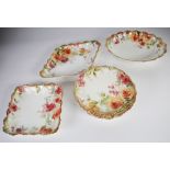 AN EARLY 1900'S ROYAL DOULTON (BURSLEM) PORCELAIN NINE PIECE DESSERT SERVICE, with floral printed