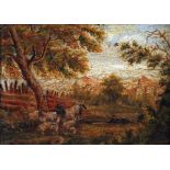 J SMYTHE TWO OIL PAINTINGS ON BOARD Rural Scene with Shepherds Signed 7 1/2" x 10 1/2" (19 x 26.
