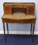 SHERATON STYLE MAHOGANY ESCRITOIRE with raised back with centre drawer and flanking cupboards, the