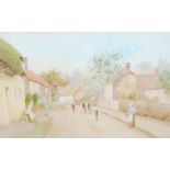 ROBERT HOLLANDS WALKER (act. 1882 - 1922) A PAIR OF WATERCOLOUR DRAWINGS Village scene with donkey