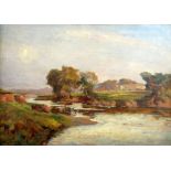 WALTER GREAVES (1846-1930) OIL PAINTING ON BOARD 'River Landscape' Signed 18" x 13 1/2" (45.7cm x