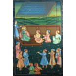 INDIAN SCHOOL WATERCOLOUR DRAWING Figures attending leader 36" x 22" (91.5cm x 55.8cm)