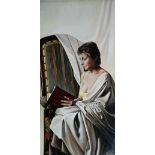 ADRIANO AMBROSIONI (Twentieth Century) OIL PAINTING ON CANVAS Portrait of the Artist's Wife,