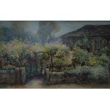 ARTHUR HAMMOTH ? (Early Twentieth Century) WATERCOLOUR DRAWING Cottage garden with open gate