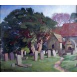 CARL FELKEL (1896-1980) OIL PAINTING ON BOARD 'Churchyard' Signed 16 1/2" x 19" (41.9cm x 48.2cm)