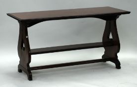 EARLY TWENTIETH CENTURY MAHOGANY CENTRE TABLE, the moulded oblong top, raised on heavy end