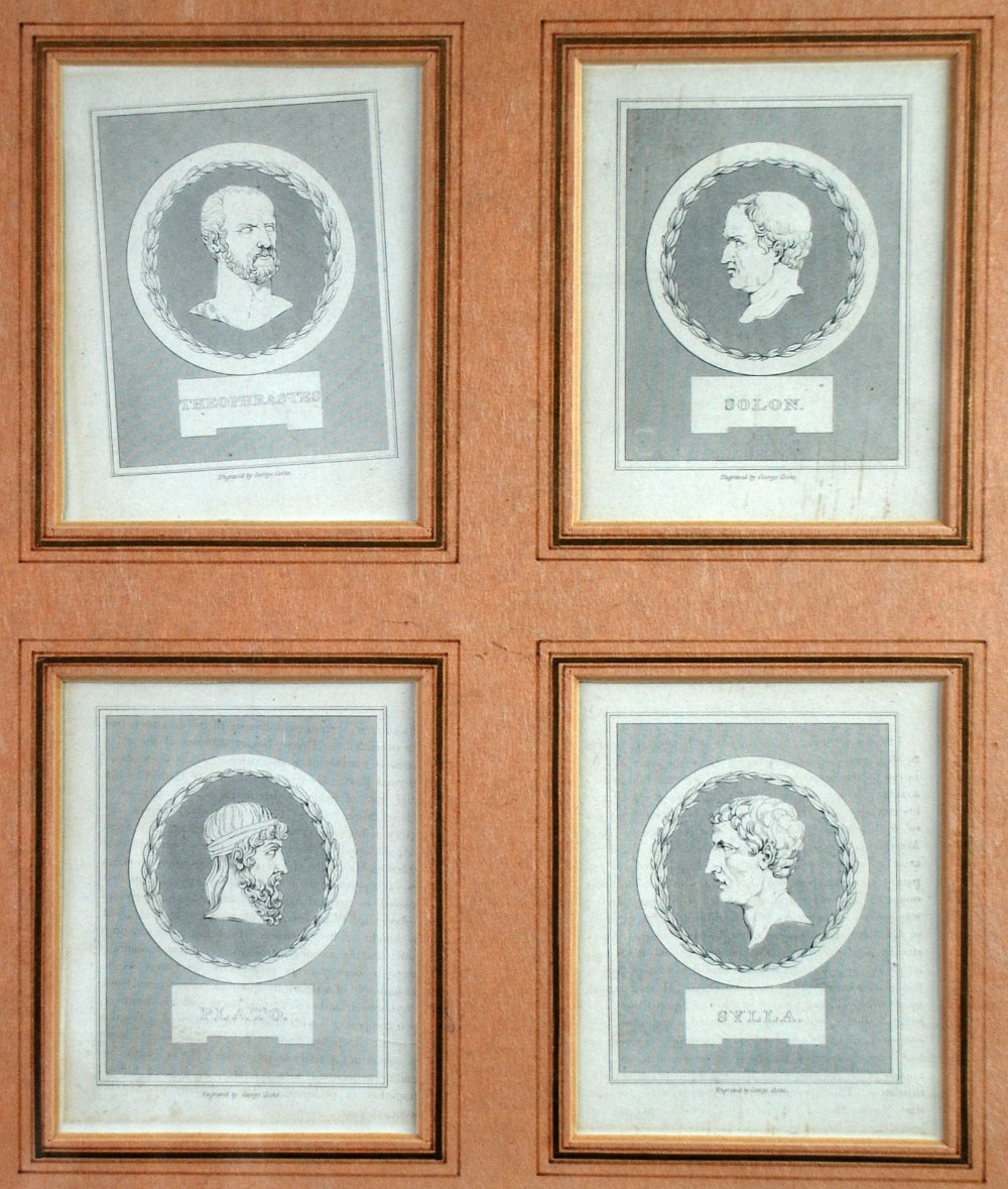 GEORGE COOKE (1781-1834) SET OF FOUR ENGRAVINGS 'Theophrastes', 'Solon', 'Plato' & 'Sylla' 4" x
