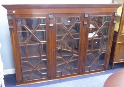 EARLY 20th CENTURY MAHOGANY LARGE SUPERSTRUCTURE BOOKCASE enclosed by the astragal glazed doors with