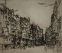 FRED RICHARDS ORIGINAL ETCHING 'Bond Street' Signed and titled in pencil and to Agnews label verso