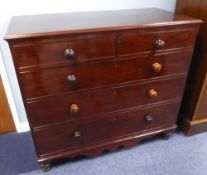 EARLY 19th CENTURY MAHOGANY CHEST OF TWO SHORT AND THREE GRADUATED LONG DRAWERS with cockbeaded