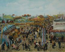 TOM DODSON ARTIST SIGNED COLOUR PRINT Fairground scene 16" x 20" (40.7 x 50.8cm)