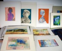 DOREEN LOWE (20TH CENTURY) IN EXCESS OF 60 MOUNTED WORKS ON PAPER, MIXED MEDIA. FIGURATIVE, ABSTRACT