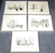 AFTER ROGER HAMPSON TEN BLACK AND WHITE PRINTS OF DESIGNS USED IN THE QUEEN'S SILVER JUBILEE