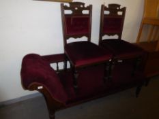 VICTORIAN CARVED MAHOGANY DRAWING ROOM SUITE OF SEVEN PIECES, VIZ FOUR SINGLE CHAIRS, LADY'S AND