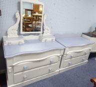 VICTORIAN REPAINTED GREY AND WHITE DRESSING CHEST with swing mirror and MATCHING CHEST each with