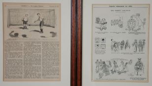 SET OF SEVEN PRINTED PAGES OF CARTOONS AND ADVERTISEMENTS FROM 'PUNCH' MAGAZINE 1920s and 1930s,