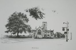 MARC GRIMSHAW THREE ARTIST SIGNED LIMITED EDITION PRINTS OF PENCIL DRAWINGS 'Bowdon Church', no. 1/