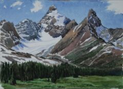 NORMAN C JAQUES WATERCOLOUR DRAWING 'The Canadian Rockies' Signed, titled and dated (19)'78 10" x 13
