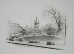 MARC GRIMSHAW THREE ARTIST SIGNED LIMITED EDITION PRINTS OF PENCIL DRAWINGS 'Lymm Cross', no 200/250