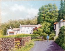 PATRICK BURKE GOUACHE DRAWING 'Brantwood' John Ruskin's house at Coniston Signed 12" x 15" (30.5 x