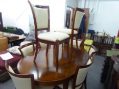 GOOD QUALITY MODERN GRANGE (FRANCE) EXTENDING OVAL DINING TABLE AND EIGHT MATCHING DINING CHAIRS (
