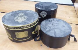 THREE DECORATIVE HAT BOXES to include a Christy's, London example